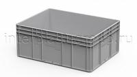 Евроконтейнер закрытые ручки/усиленное дно (серый), 800x600x320 мм