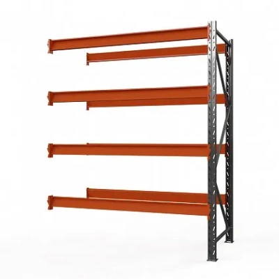 Секция приставная стеллажа металлического Оптима, 3500x1250x785 мм. Полки: 4 шт. без настила