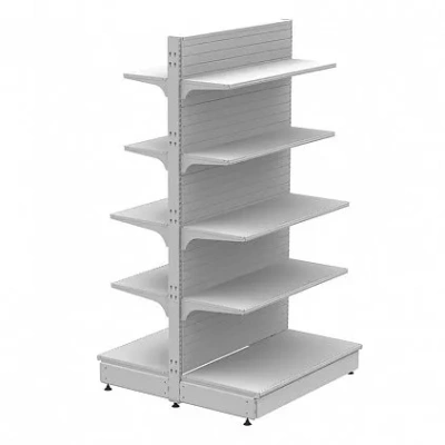 Стеллаж торговый островной отдельностоящий с плинтусами и заглушкой (1550x1000x500) 10 полок