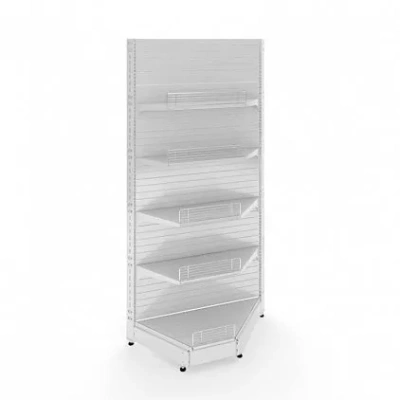 Стеллаж торговый угол внутренний отдельностоящий без плинтуса и без заглушки (2250x1000x500) 5 полок