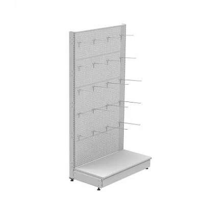 Стеллаж торговый пристенный перфорированный отдельностоящий (2250x1000x500) 15 крючков